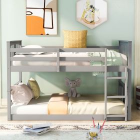 Full Over Full Bunk Bed with Ladder (Color: Gray)