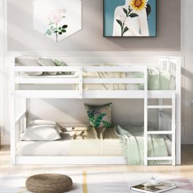 Full Over Full Bunk Bed with Ladder (Color: White)
